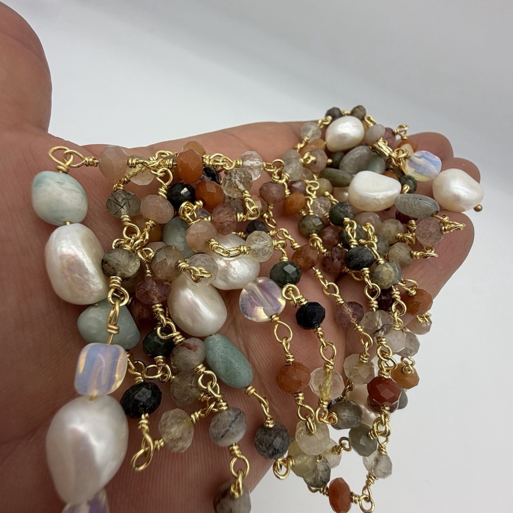 HSN Joya 925 Freshwater Pearl & Gemstone Necklace Flapper 62 Inches Layering‎ - Picture 9 of 15